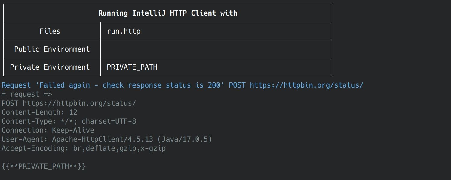 Private env variables are hidden in output