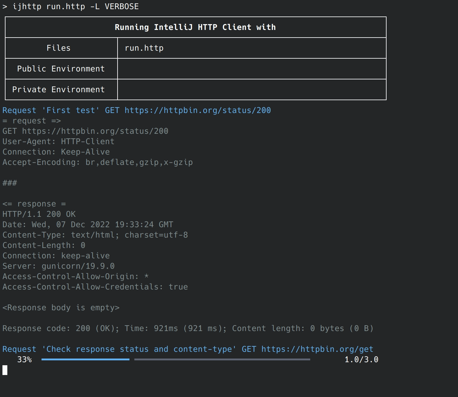 VERBOSE logging options output