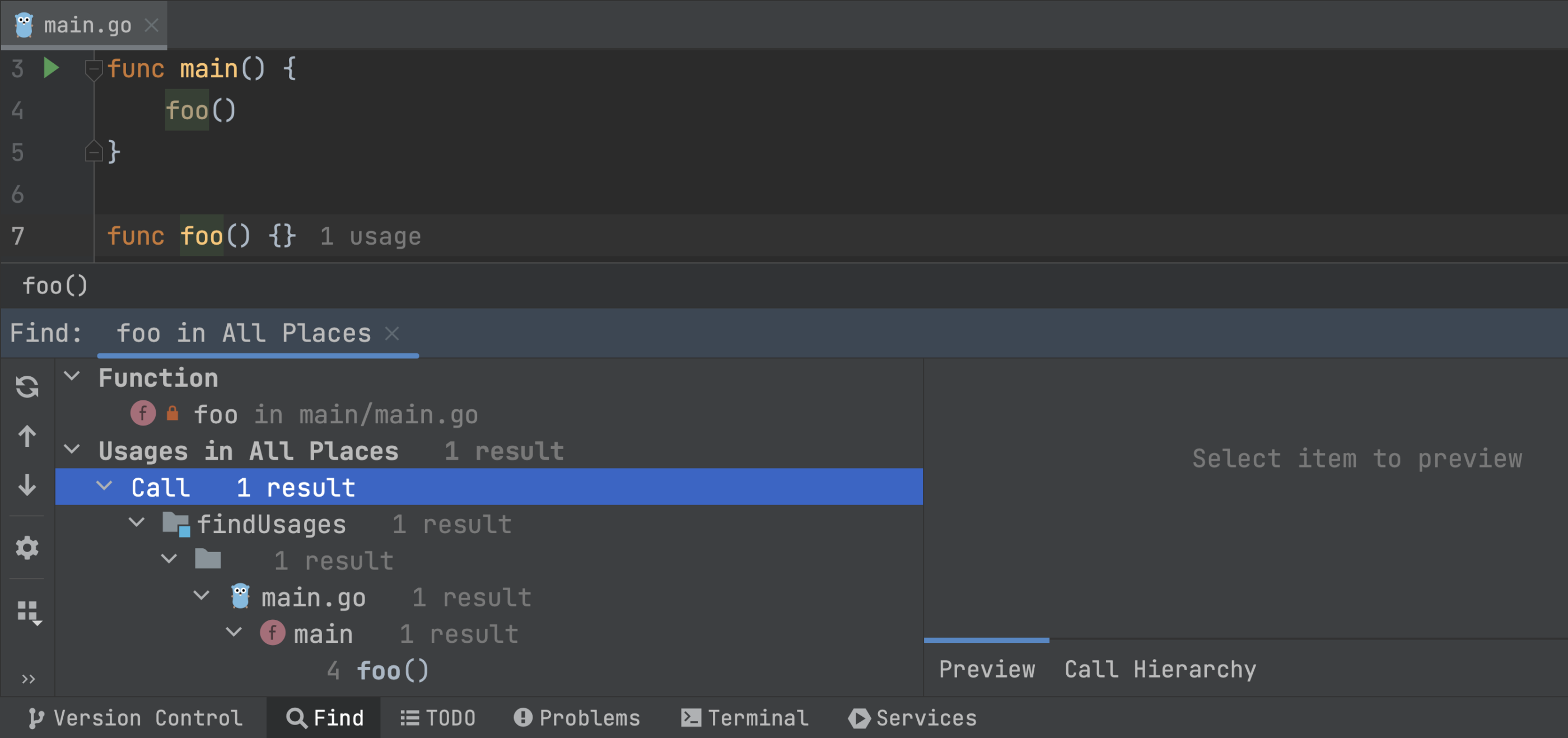 Find usage. Goland 2023. Jetbrains Goland. Jetbrains Goland 2021.2. Goland.