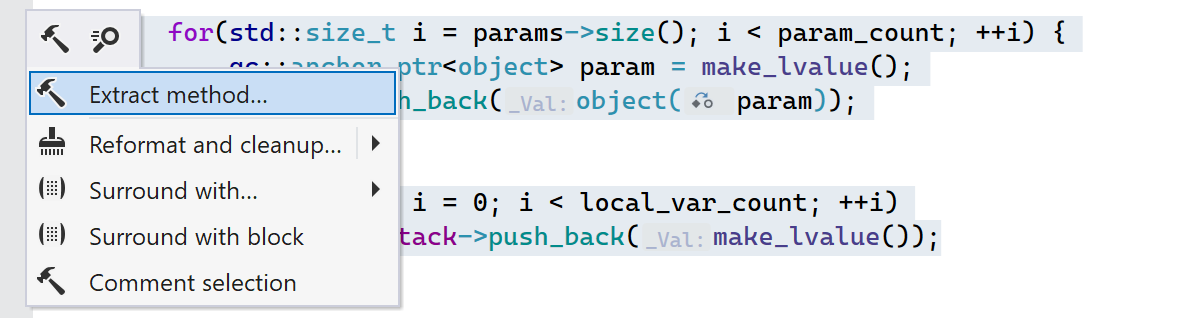 Extract method in the Alt+Enter menu
