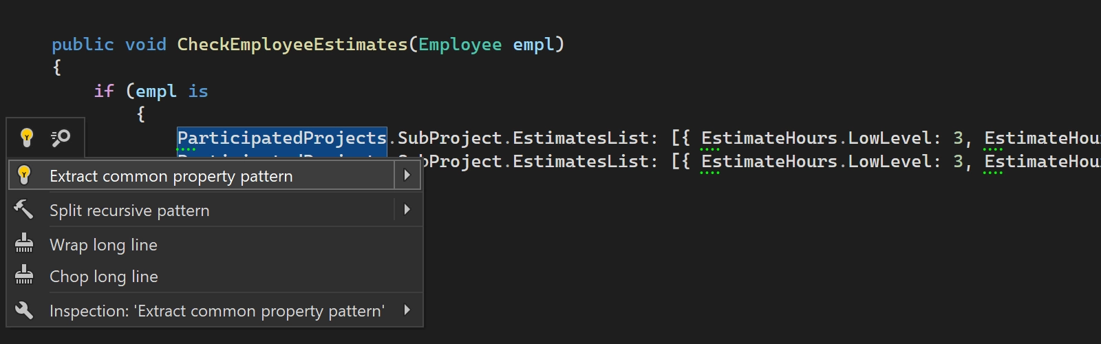 Extract common property pattern