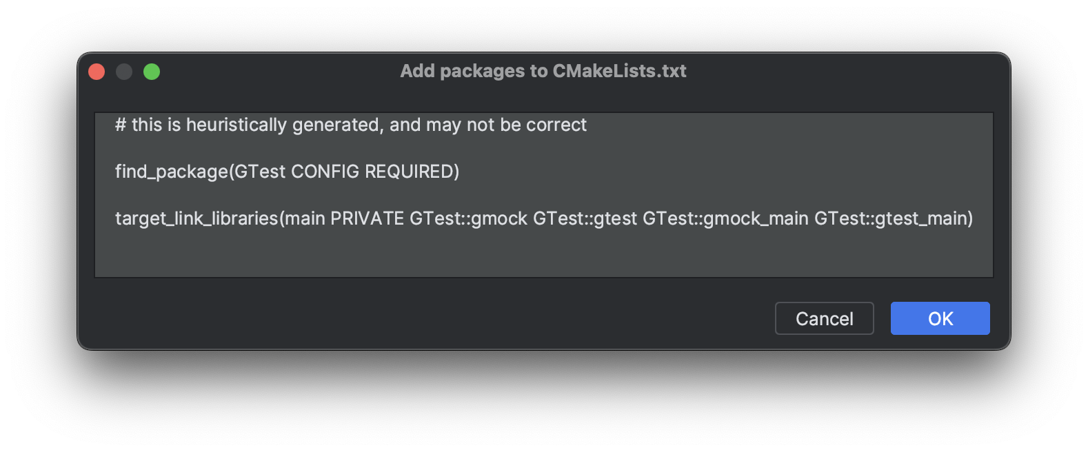 Add package to CMake code