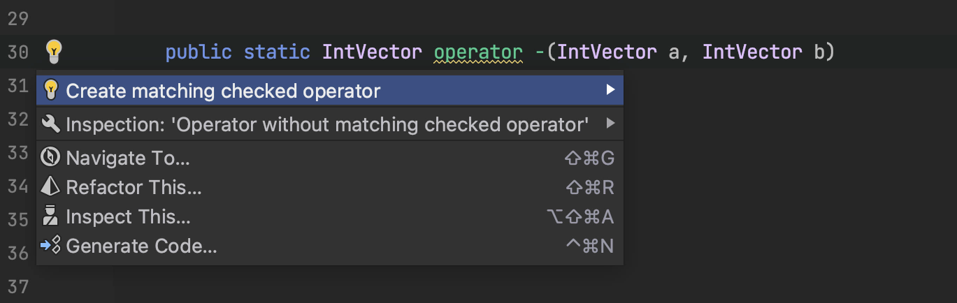 Create matching Checked Operator