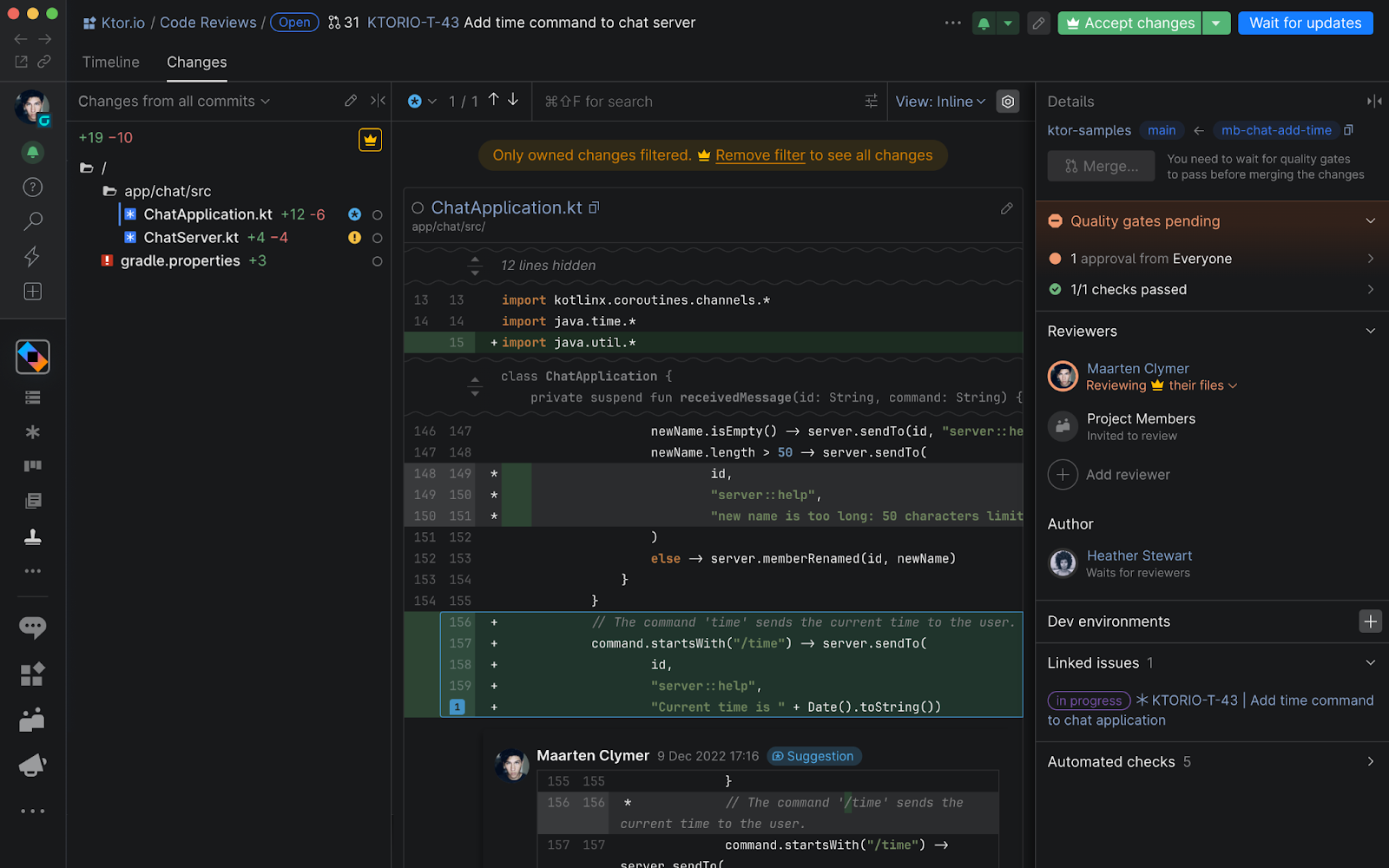 JetBrains Space git hosting and code reviews