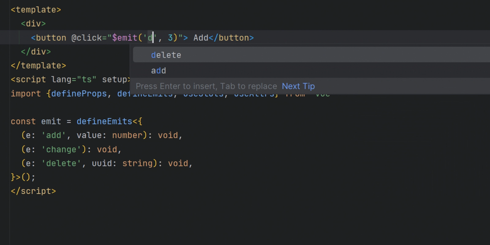 Showing the completeion working for custom components