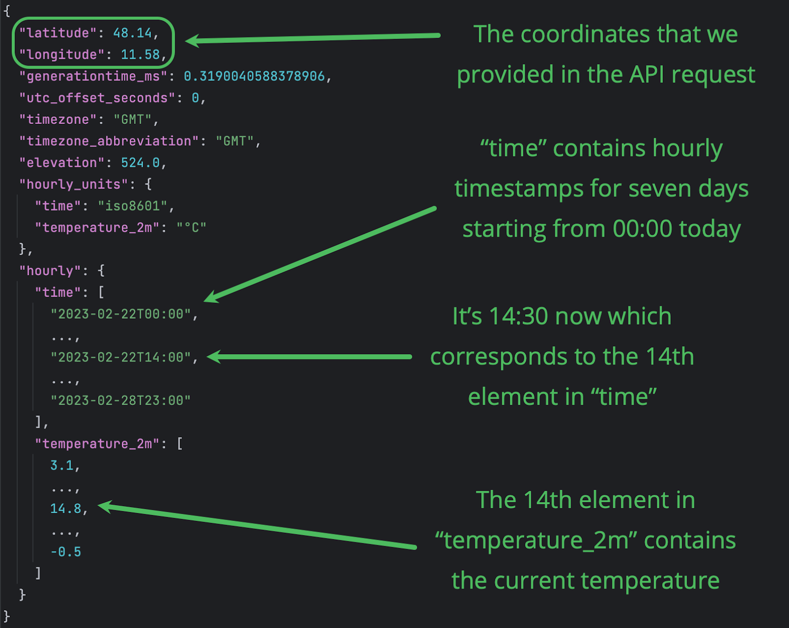 Exploring the API response