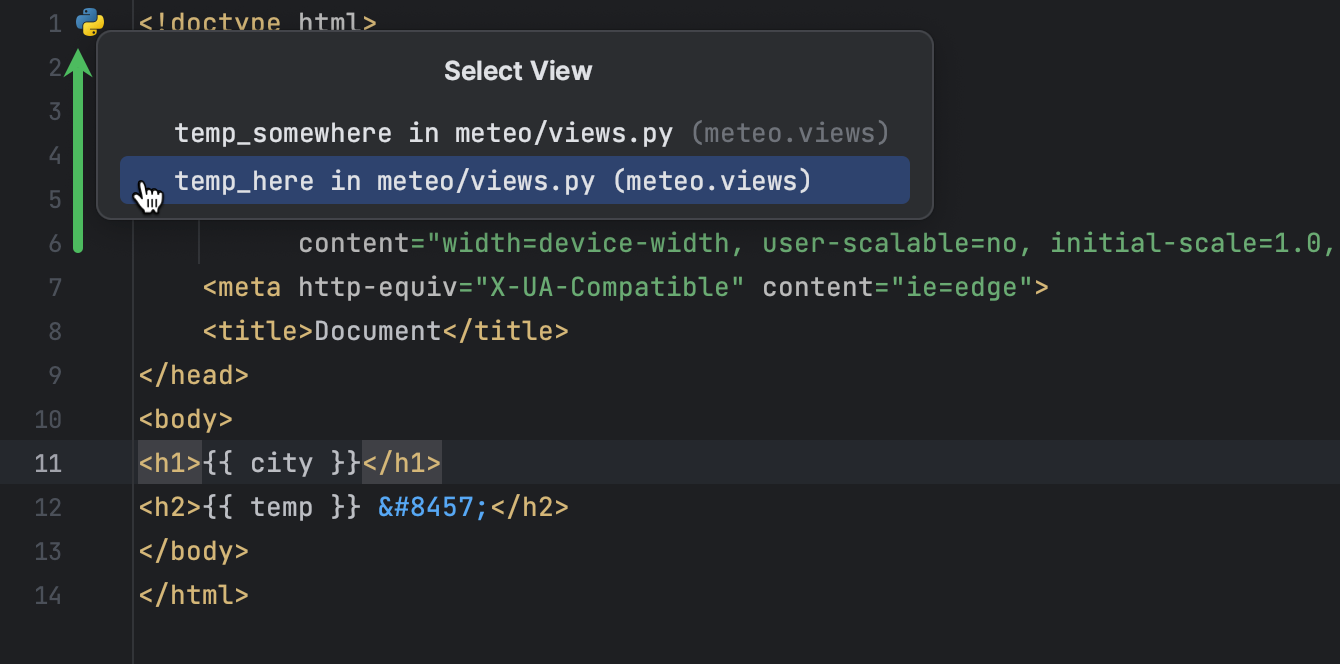 Python ファイルに素早くアクセスするためのガターアイコン