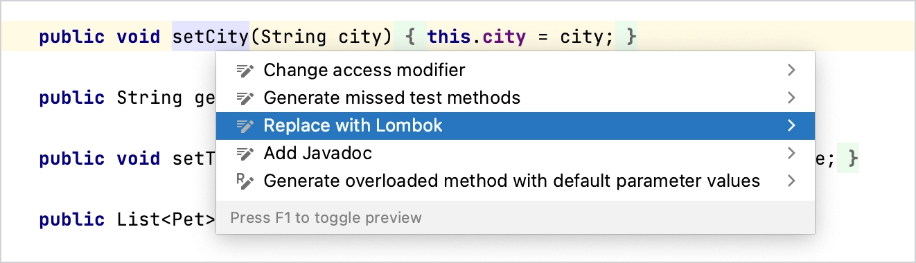 Quick-fix suggesting replacing trivial accessor method