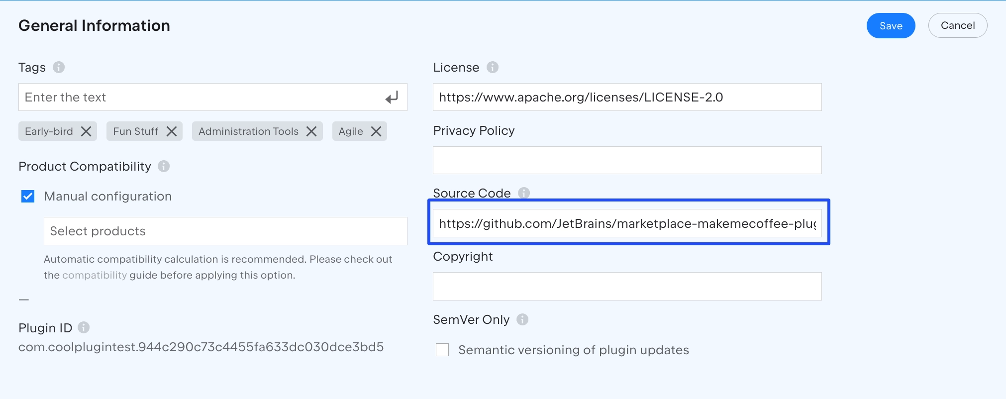 Plugin page admin settings