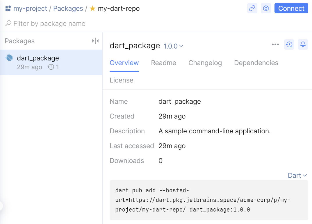 Private Dart package repository in Space