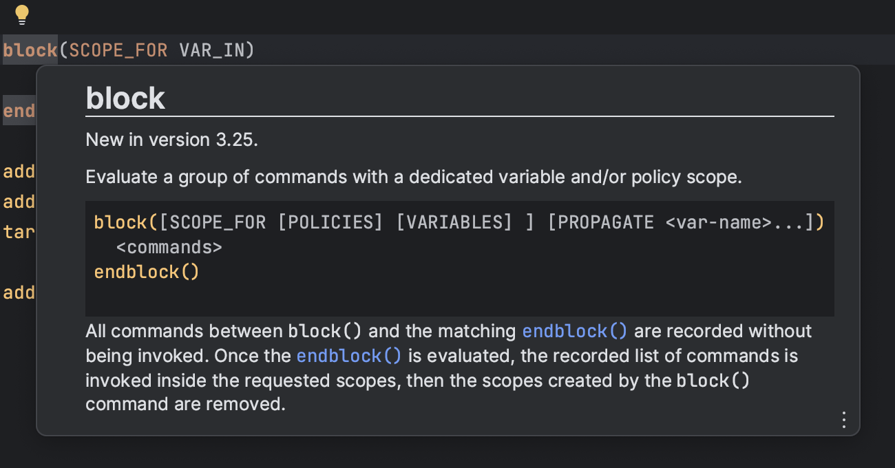 CMake block