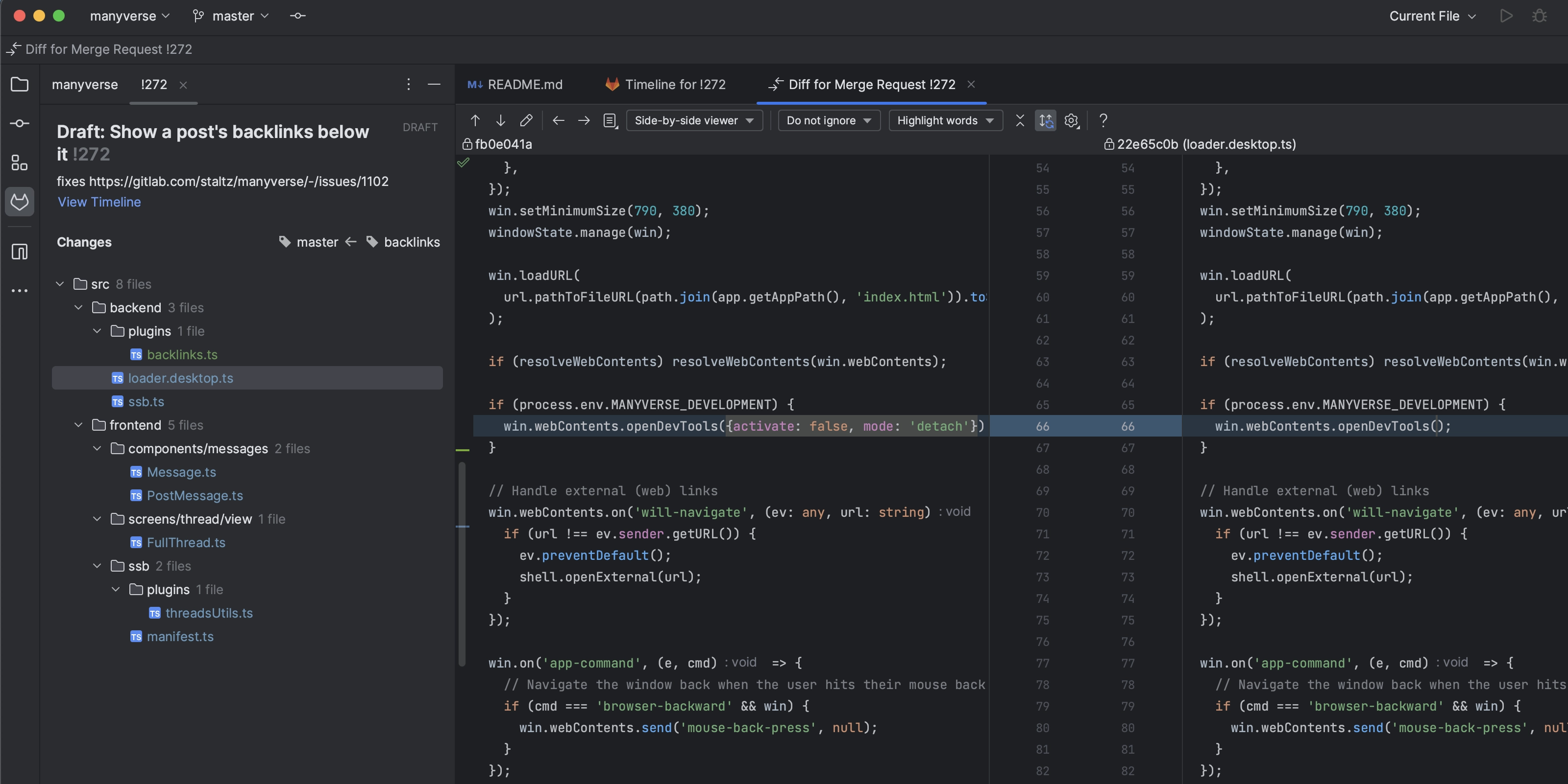 Showing the GitLab integration during merge 