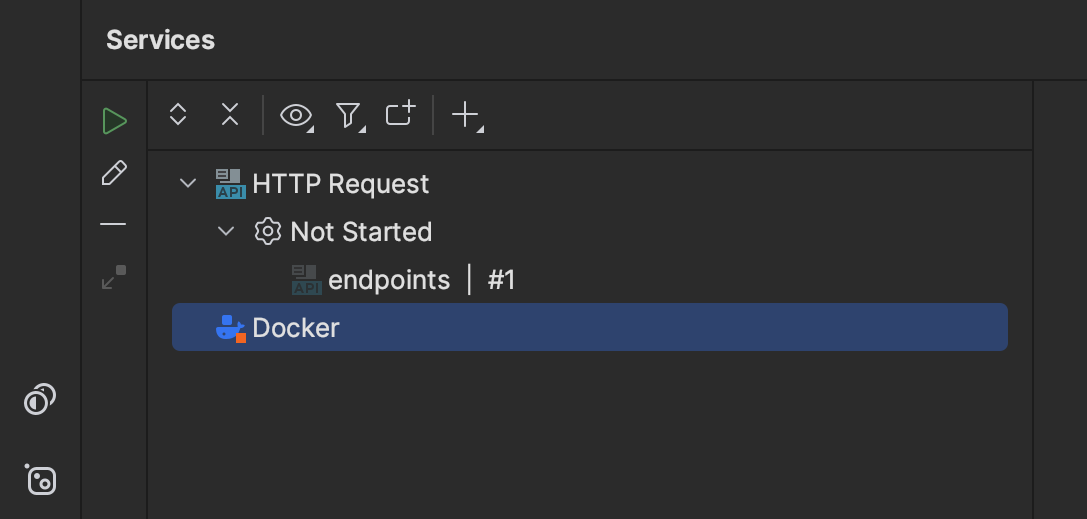 Services window showing a disconnected Docker connection