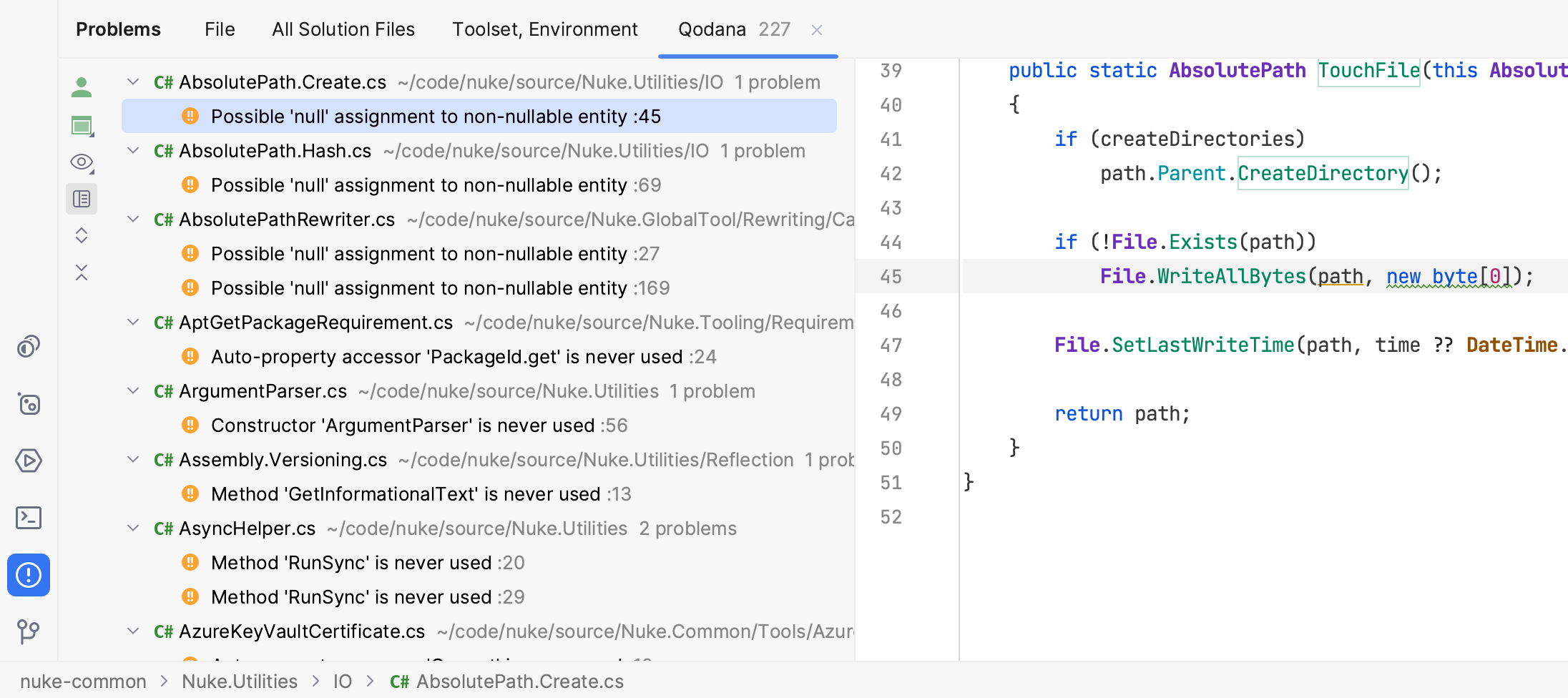 Rider Qodana Tool Window