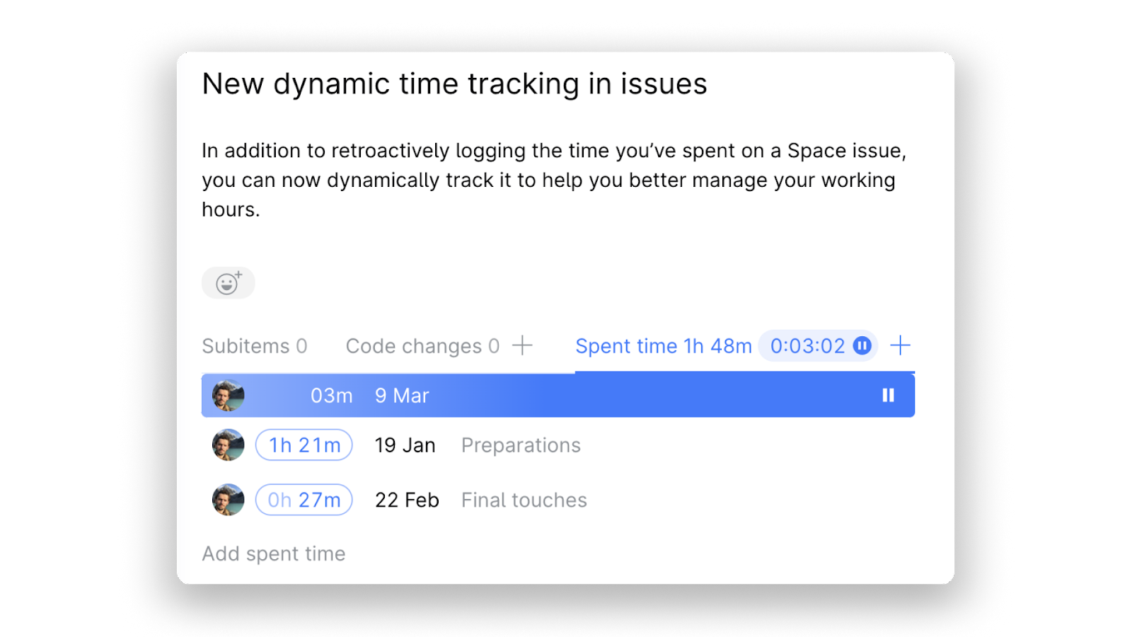 Actively track time spent on issues