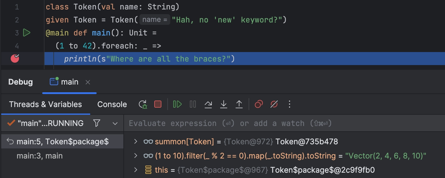 Better support for the "fewer braces" feature in Scala 3