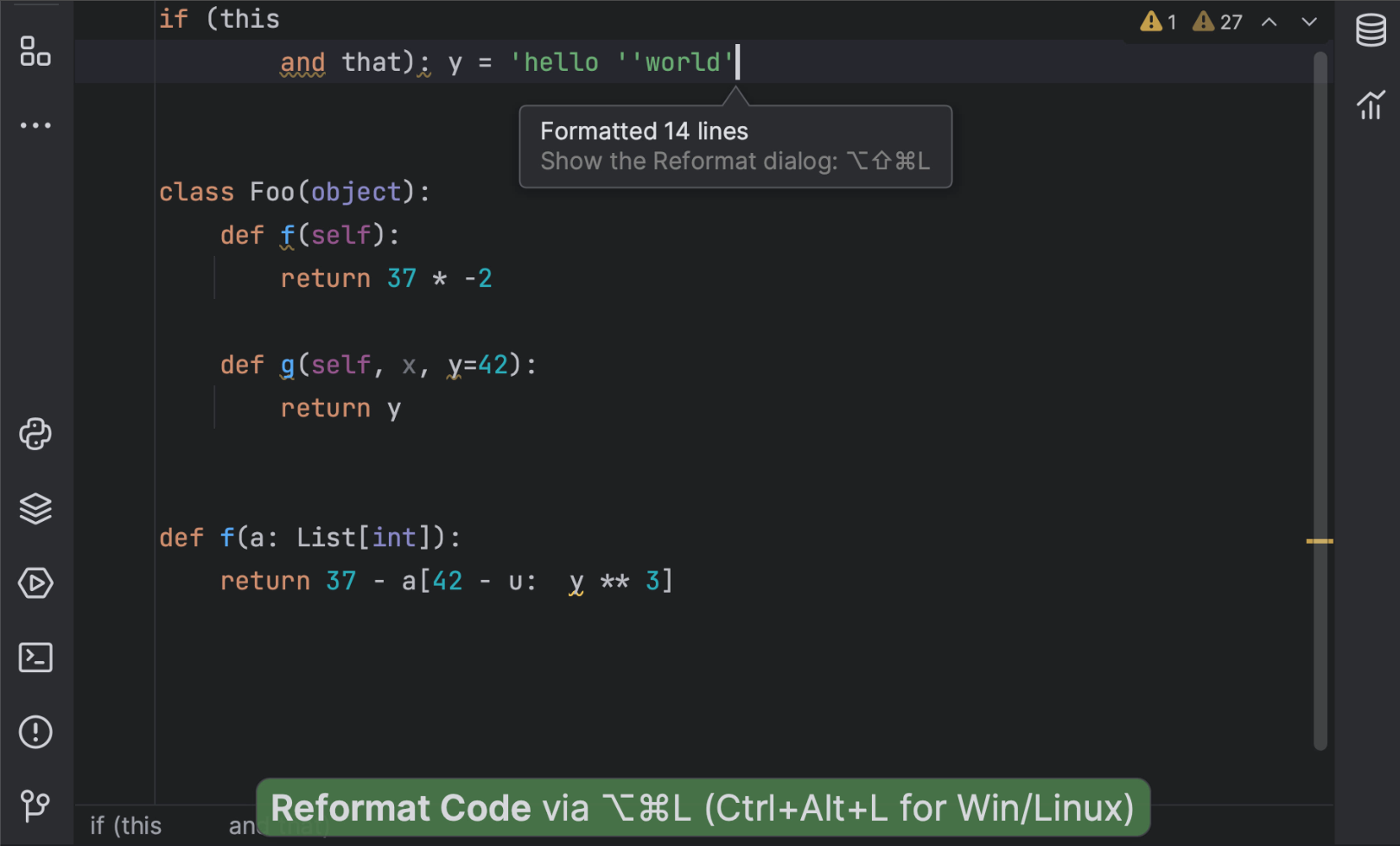 code formatted with Black