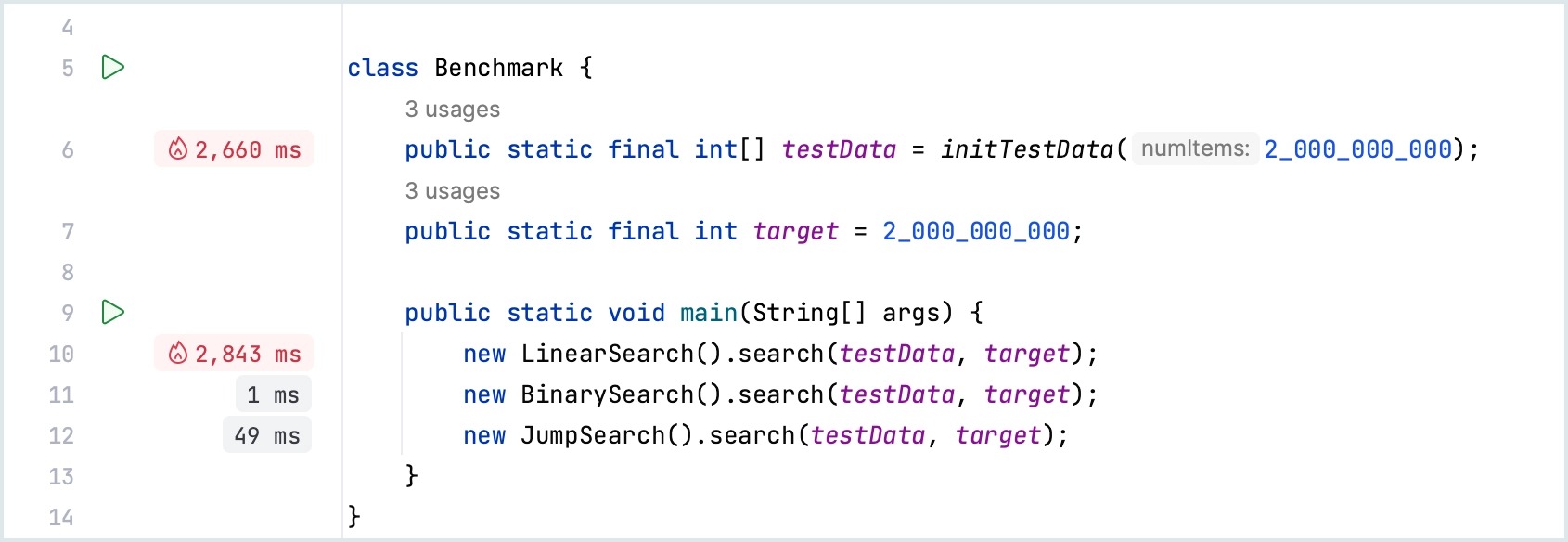 Comparing search algorithm performance with line profiler