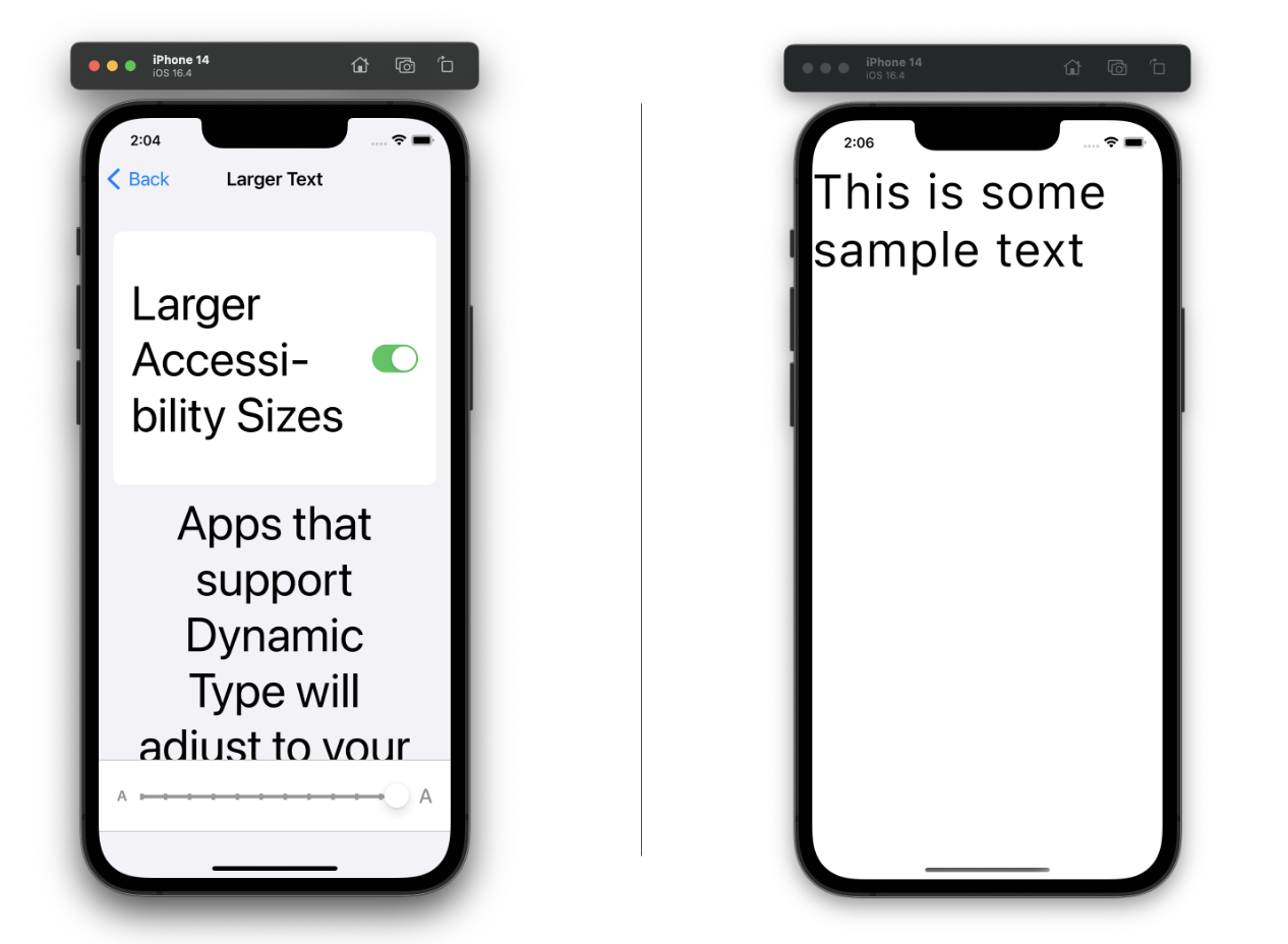 Fonctionnalité Dynamic Type sur iOS dans Compose Multiplatform (grand texte)