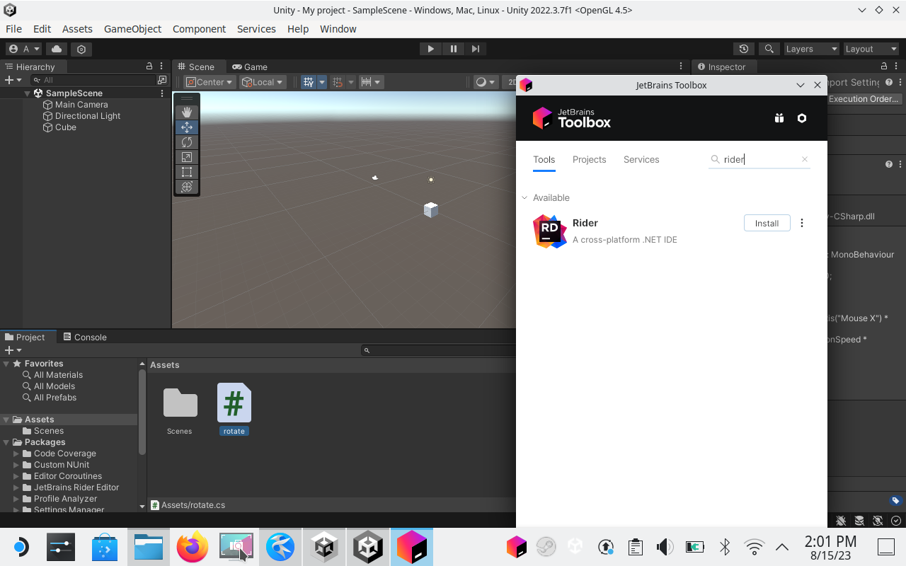 JetBrains Toolbox installed on the Steam Deck