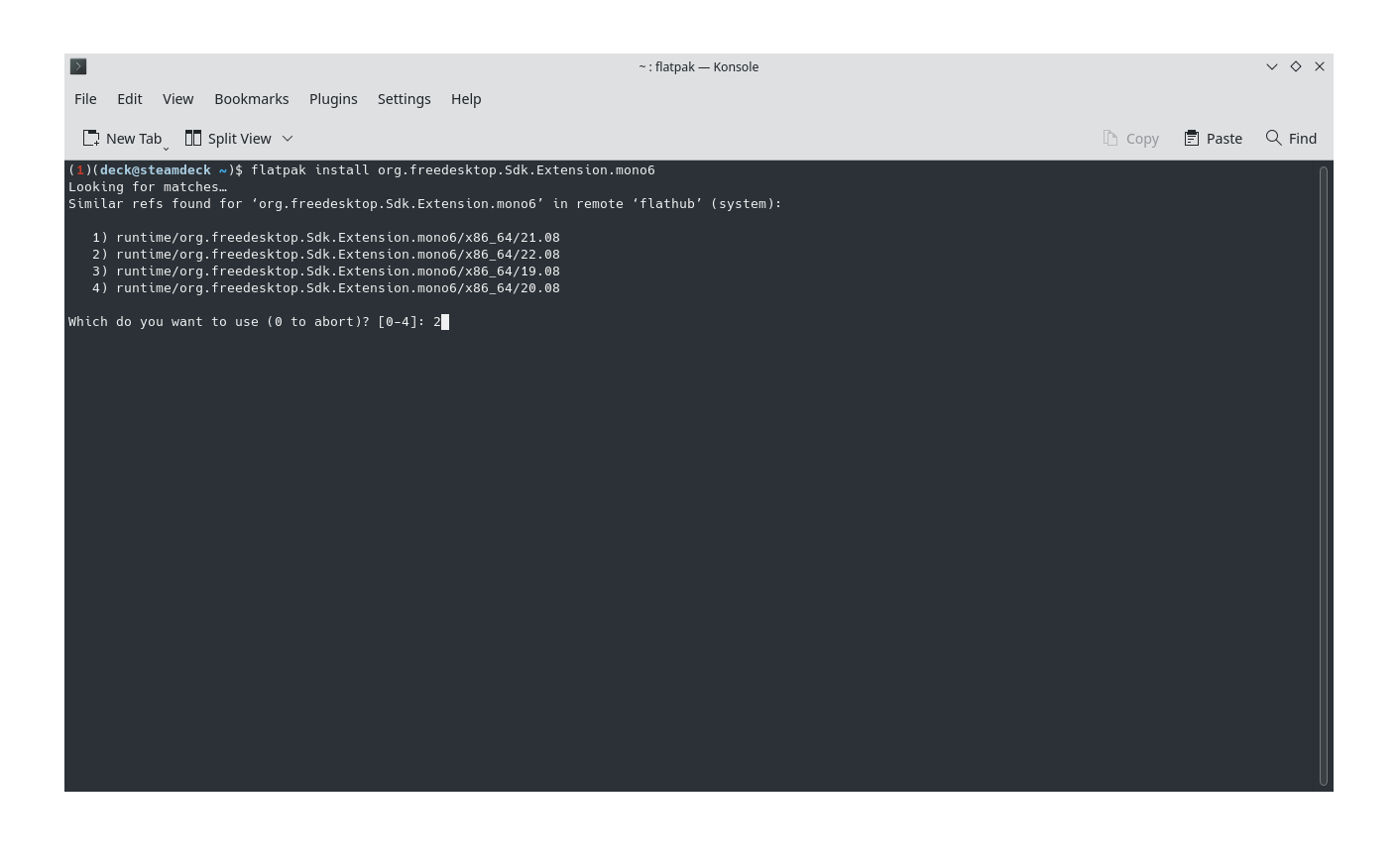 Installing mono with flatpak on Steam Deck
