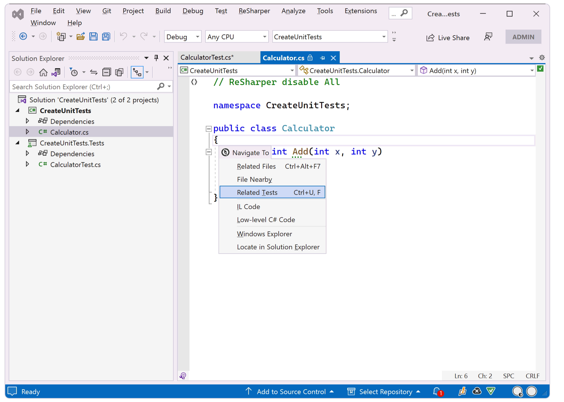 Navigating between Production and Test Code