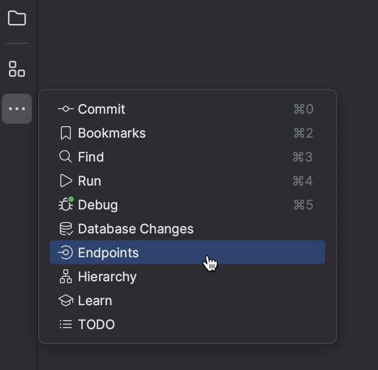 Opening the Endpoints tool window