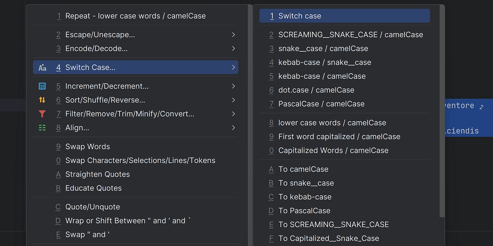 A screen recording showing the String Manipulation plugin converting a lorem ipsum text to all caps