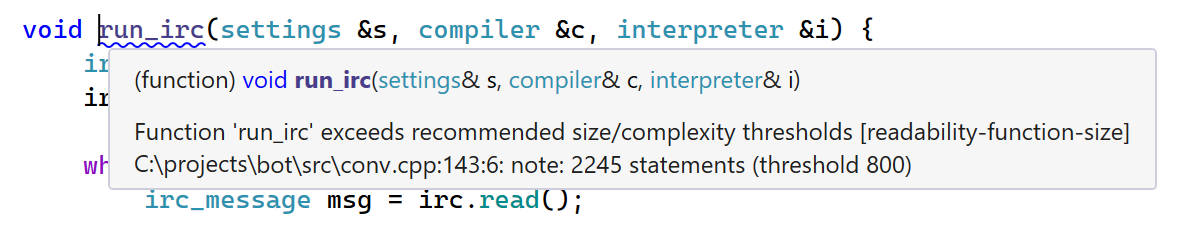 Additional notes from clang-tidy