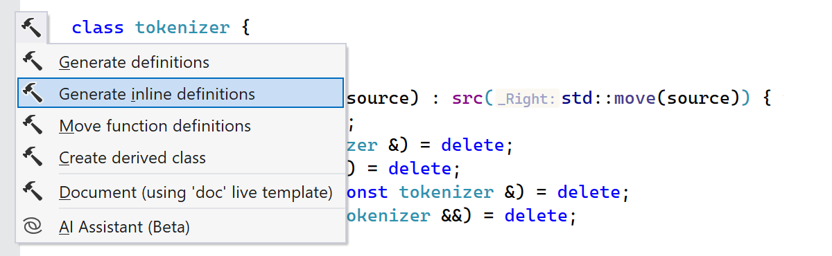 Generate inline definitions