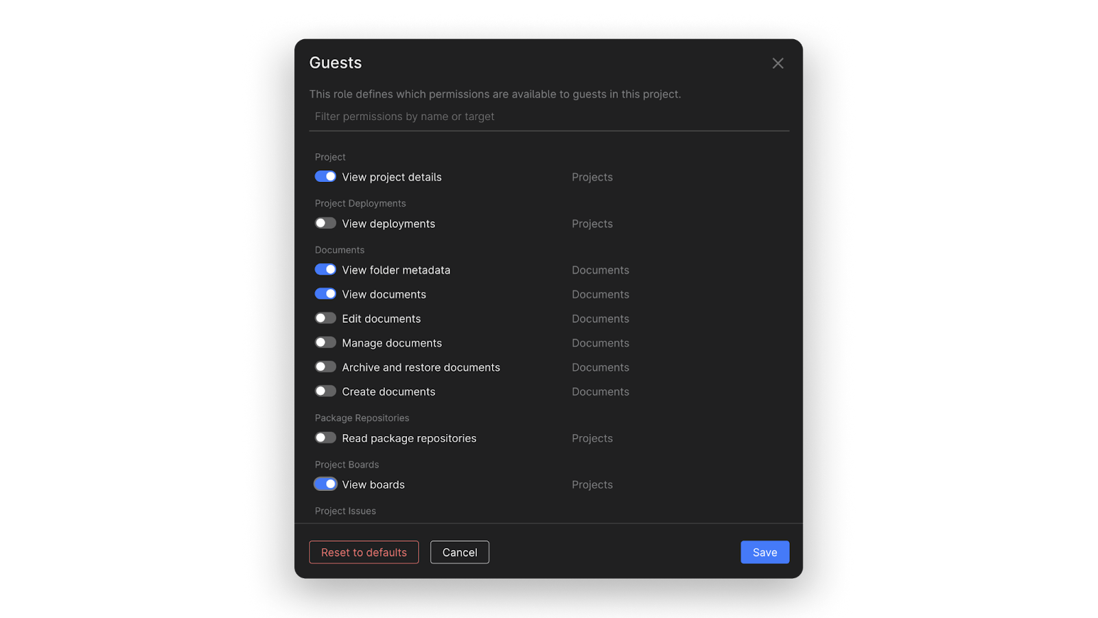 Set external user permissions in JetBrains Space