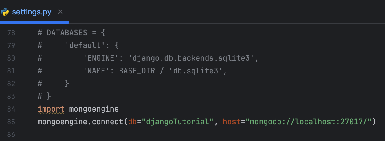 在 settings.py 中禁用 SQLite 连接参数