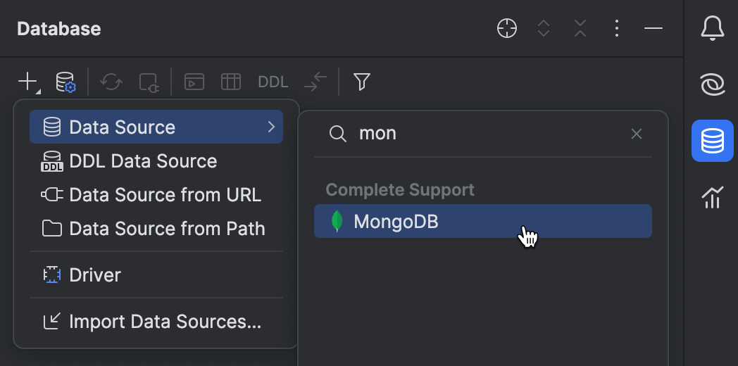 Creating a MongoDB data source