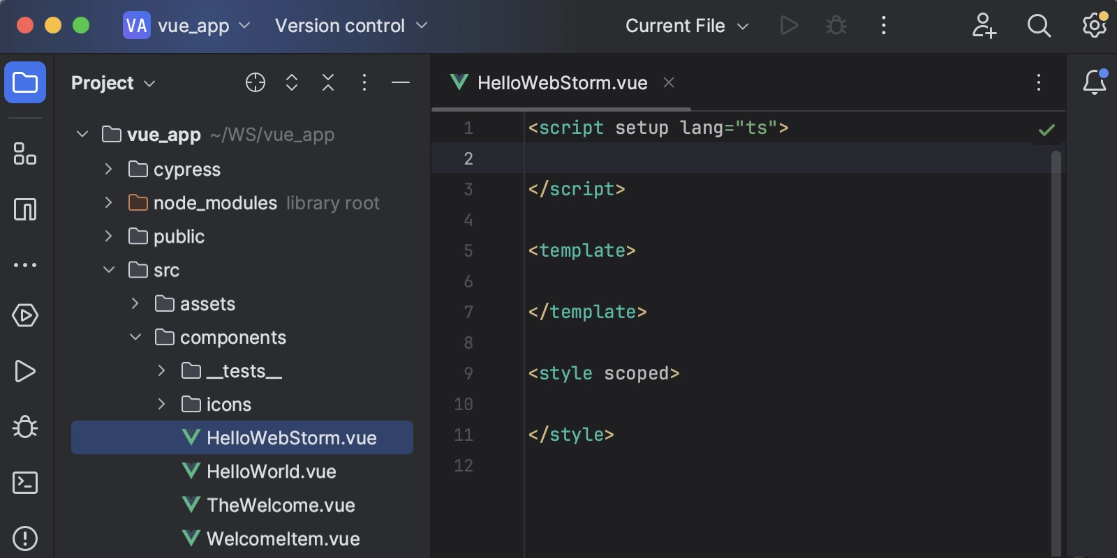 A new component stub is generated