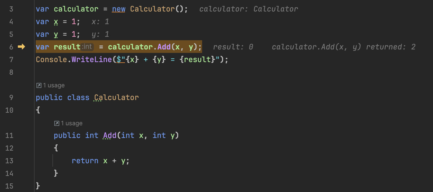 return values in inlay hints in JetBrains Rider