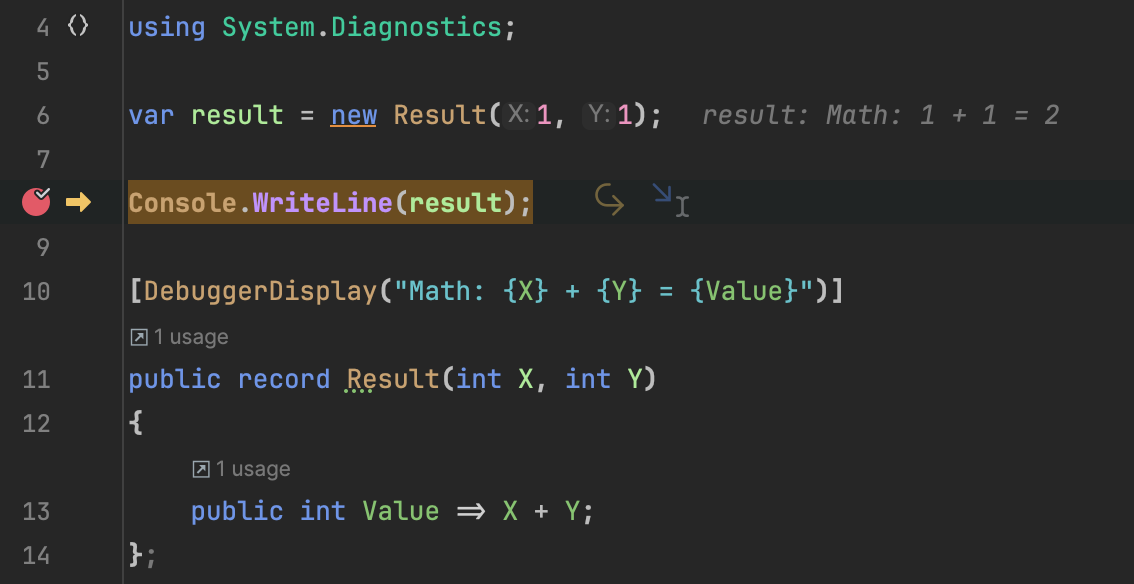 Showing DebuggerDisplayAttribute in inlay hint