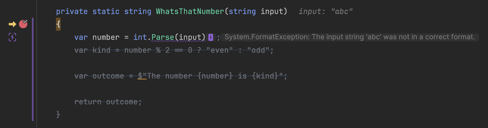 Predictive debugger showing path of code execution.