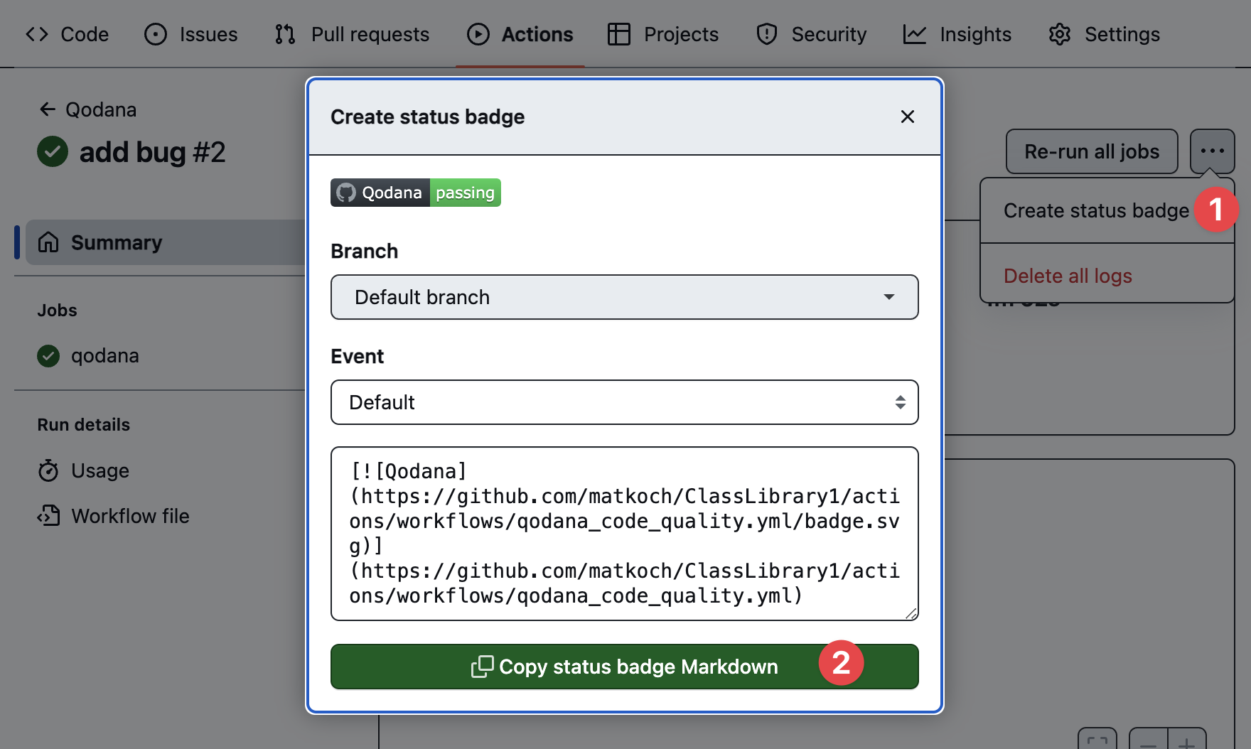 Adding a Qodana status badge