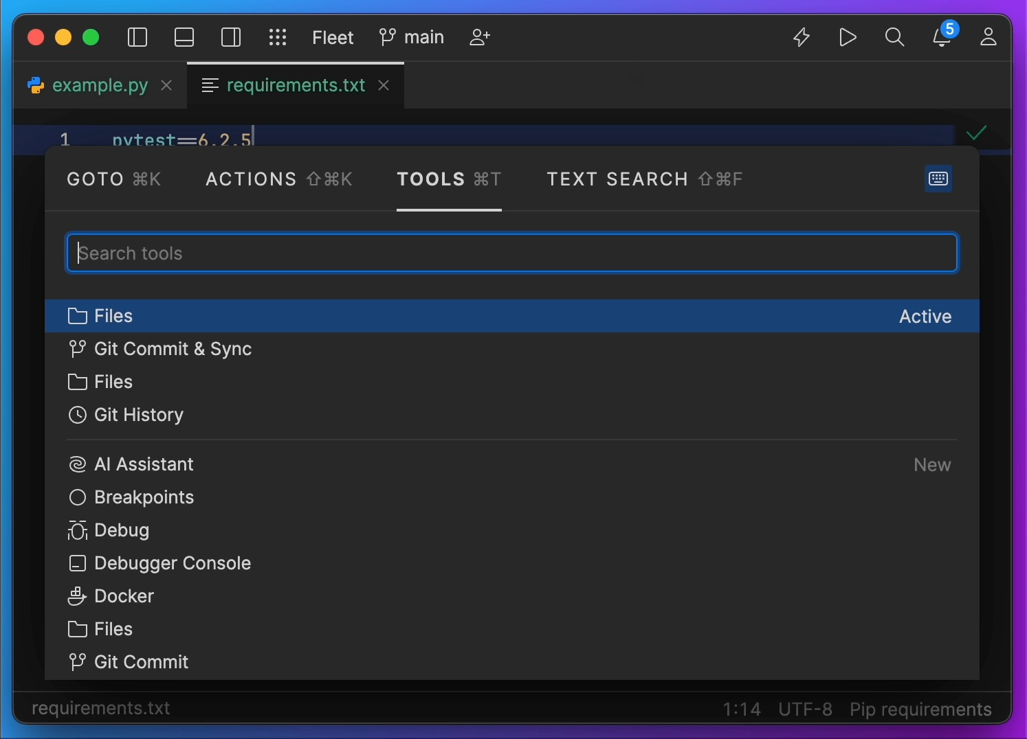 Fleet shortcut command t