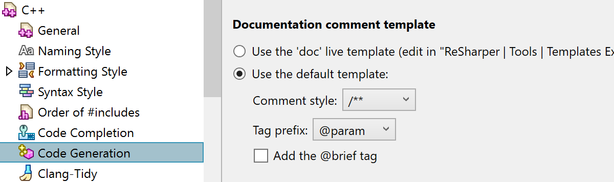 Documentation settings