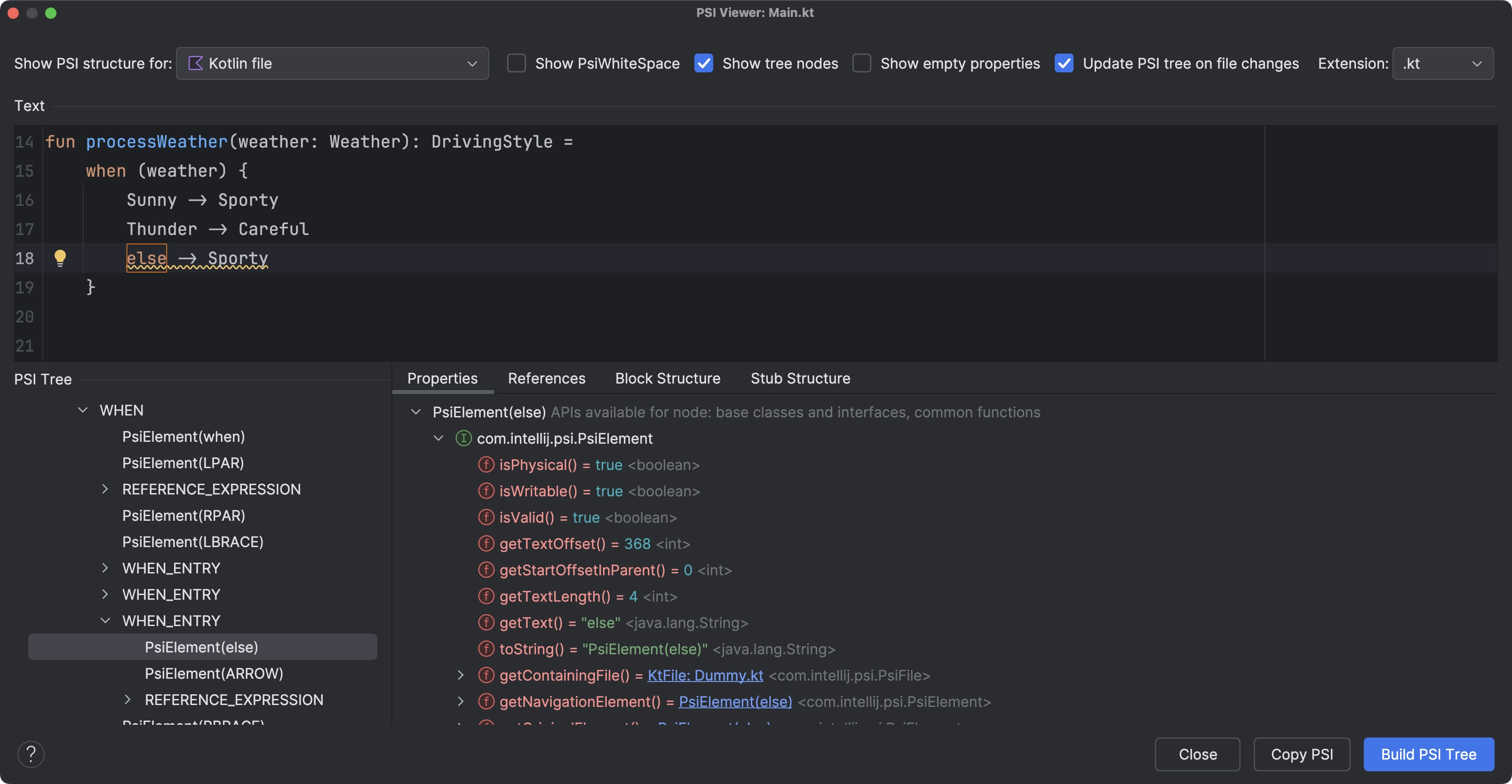 PSI viewer for custom inspections in code review and heightened code quality