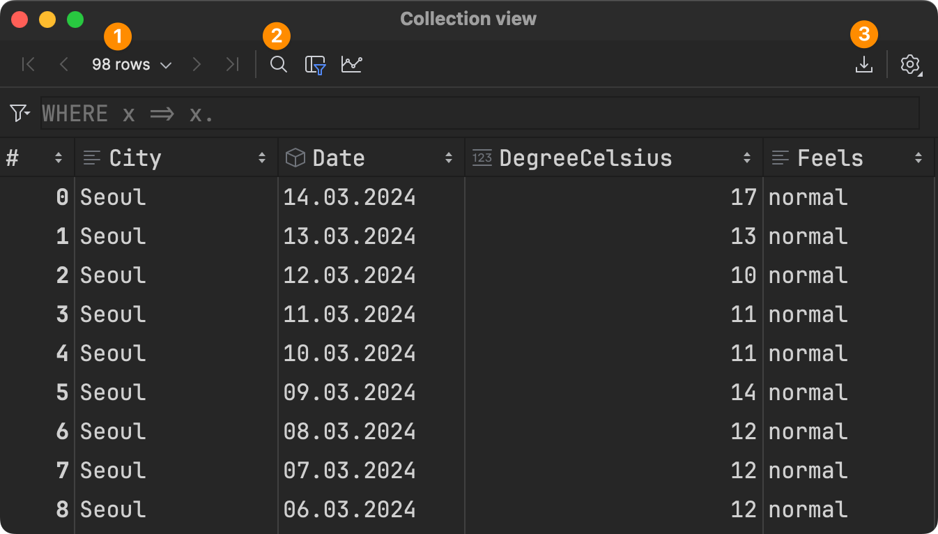 Collection View on Weather Data