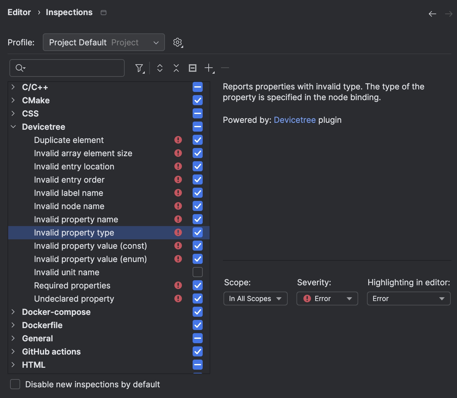 Device tree inspections