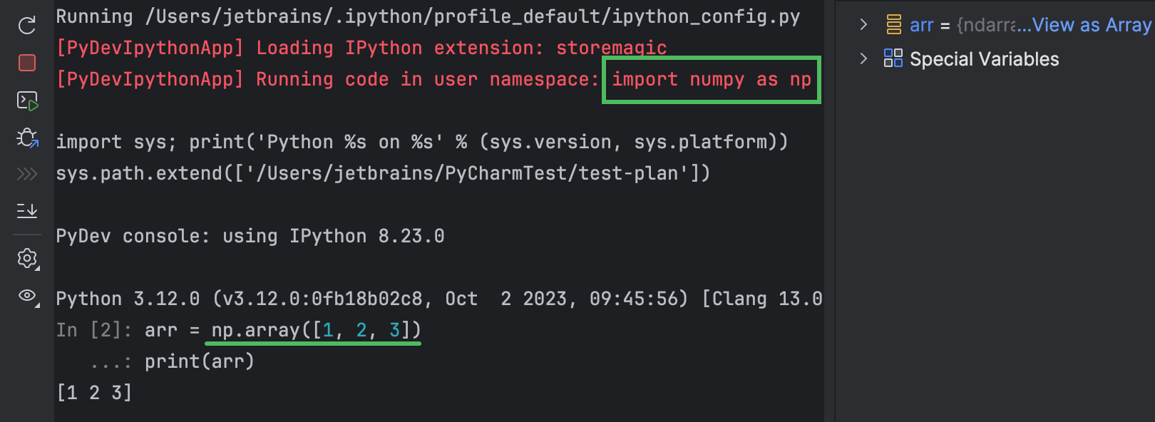 IPython config file in the console
