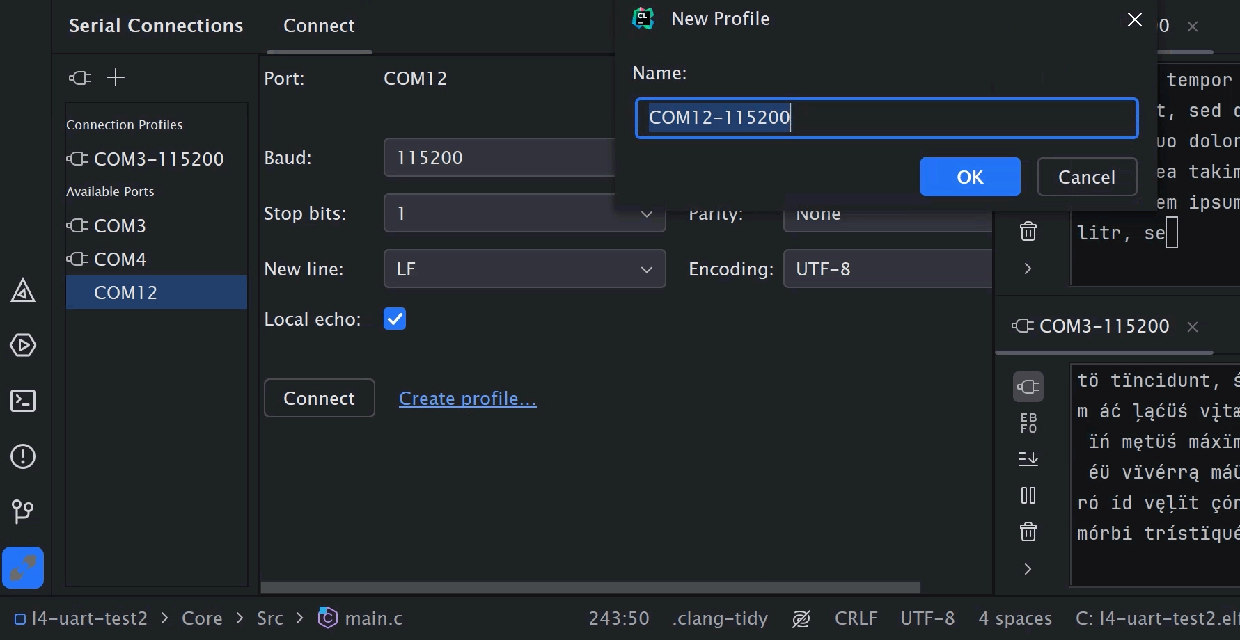 Serial ports and profiles