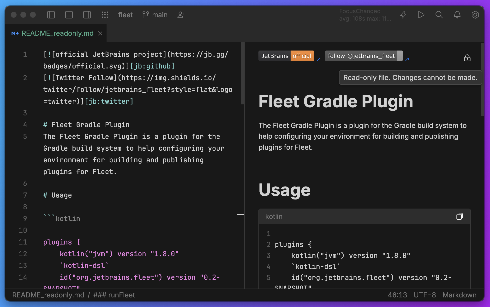 Fleet 1.38: lock icon read-only file