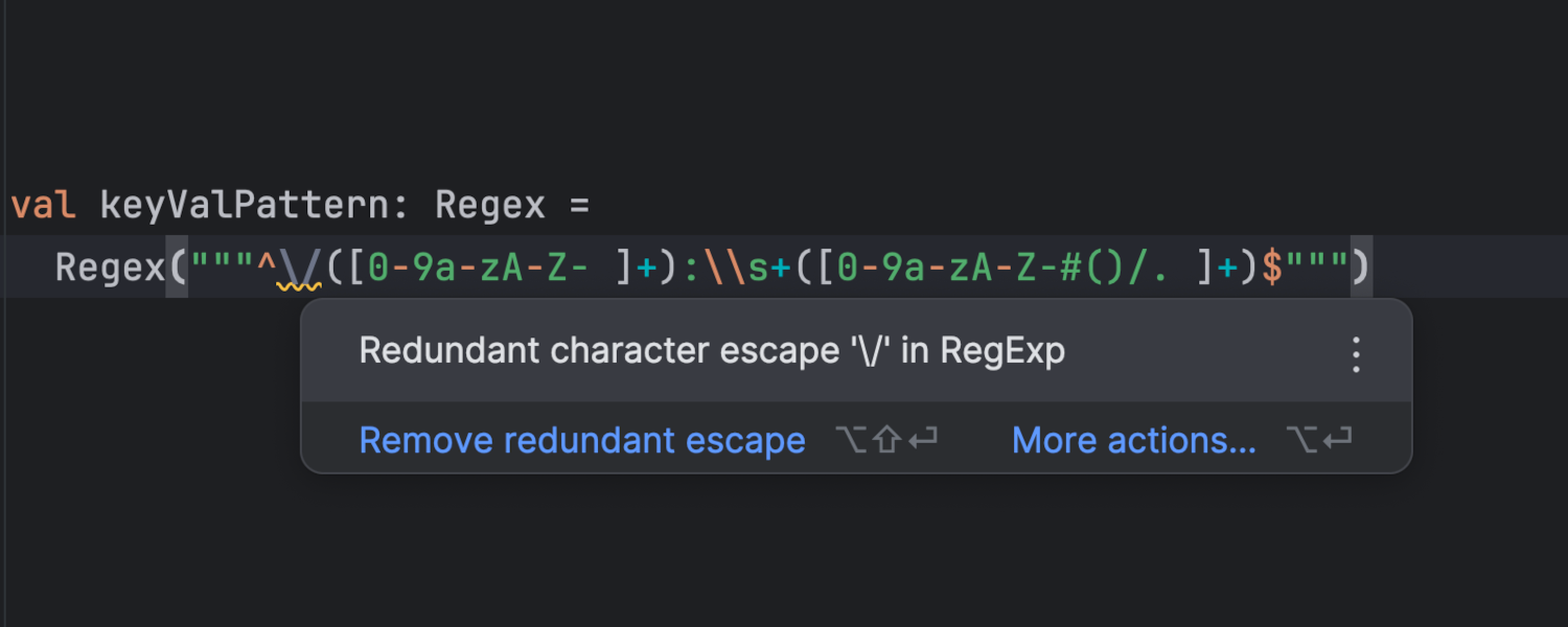 We now highlight regular expression in Regex(...) constructors just as we do for "...".r 