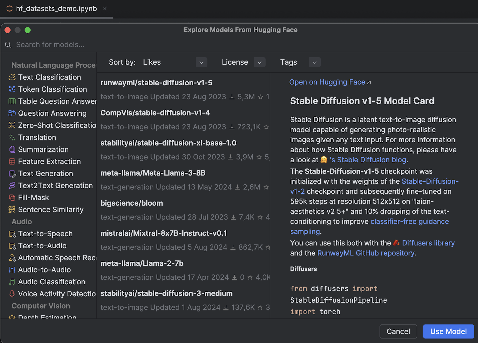 PyCharm Hugging Face