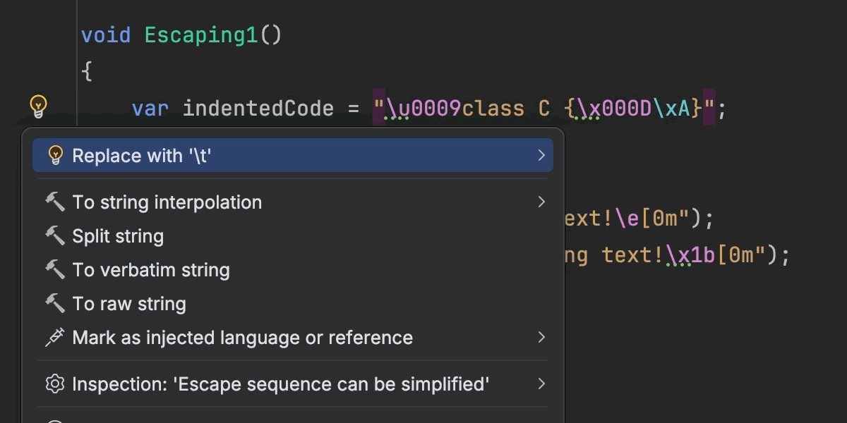 Converting escape sequences