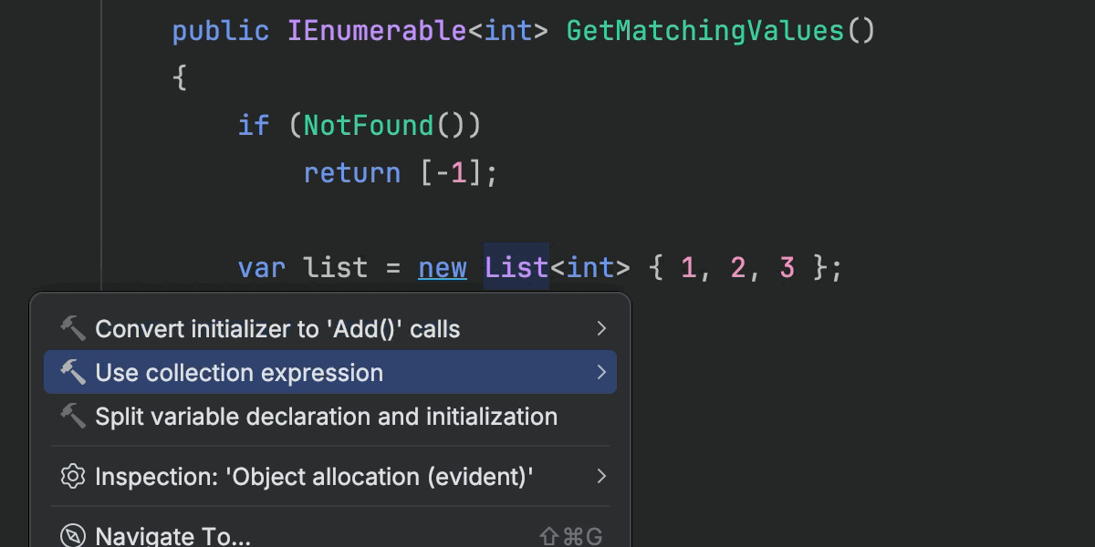 Converting to collection expression for variables